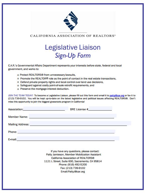 Legislative Liaison Sign-Up Form